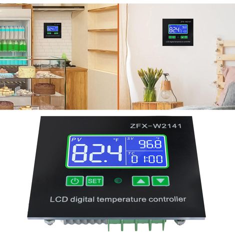 Controlador electrónico de temperatura programable de -67 °F a 248 °F. Termostato digital para equipos de procesamiento de pescado y congeladores. (1/5)