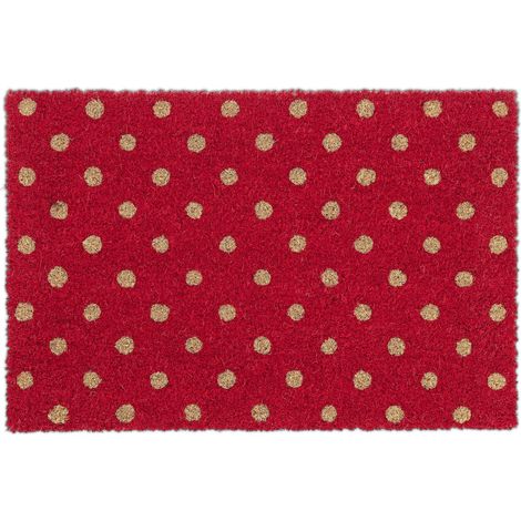 Relaxdays Felpudo Coco Entrada Casa Lunares, Alfombrilla, 40x60 cm, Interior y Exterior, Antideslizante, Multicolor (1/5)