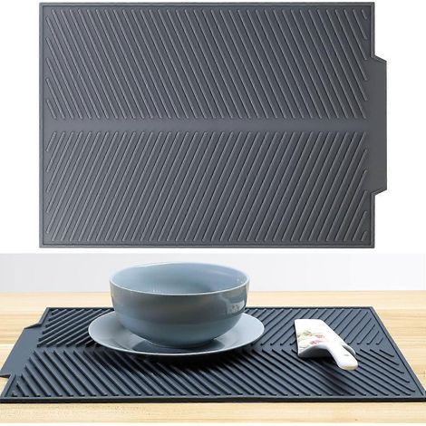 Tapis d'égouttage pliable, tapis à vaisselle en silicone, égouttoir de cuisine, tapis d'évier universel-AquaForge (1/5)