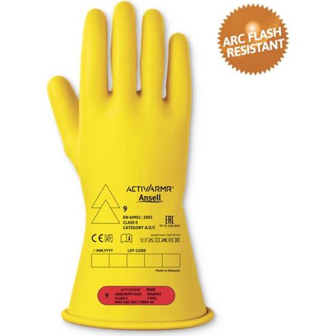 [NEUWERTIG] B-Ware Ansell ActivArmr Elektrikerhandschuh Größe 8 EN 21420:2020 EN 60903 1 Paar gelb (1/2)