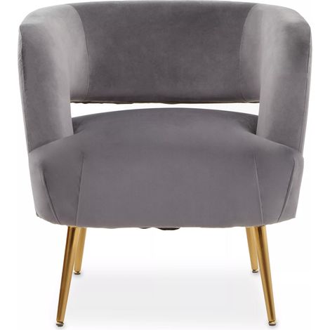 Interiors by Premier Grey Velvet Chair with Gold Finish Metal Legs, Backrest Dining Chair, Easy to Clean Armchair (1/5)