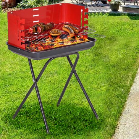 Barbecue da Viaggio Pieghevole Carbonella Rettangolare Griglia Graticola Acciaio (1/5)
