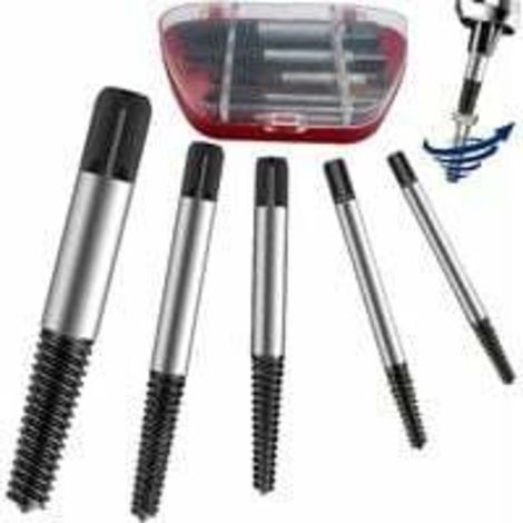 5pcs Endommagé Vis Extracteurs, 3mm à 18mm Embouts Extracteurs de Vis Cassées, Tournevis Stripped, Extracteurs Hélicoïdaux, Facilement Retirer L'écrou Cassé Vis ou Boulons (1/5)