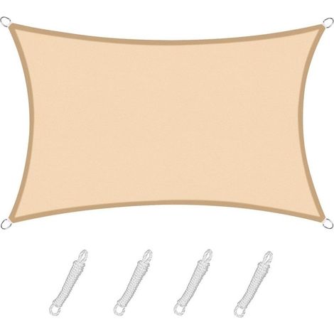 Voile d'ombrage Rectangulaire Carré 2.5x3.5m Color Sable,Toile Imperméable Une Protection des Rayons UV à 95%, pour en Plein air, Jardin & terrasse, Piscine (1/5)