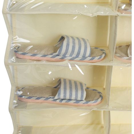 Faltbare Aufbewahrungstasche mit 26 Fächern zum Aufhängen an der Tür oder im Kleiderschrank, beige (1/5)