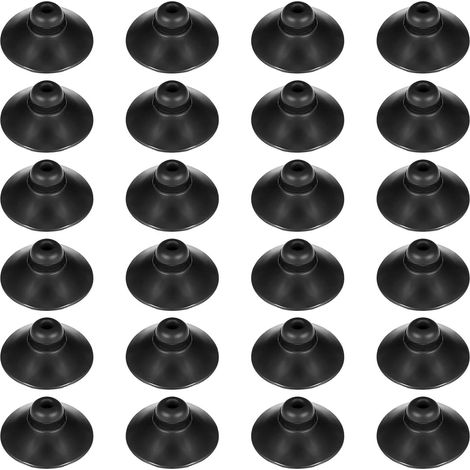 Juego de 24 ventosas de silicona para acuario, ventosa para bomba de acuario, soporte para manguera y línea aérea, fijación a vidrio liso, agua dulce y salada, negro, 28 mm (1/5)