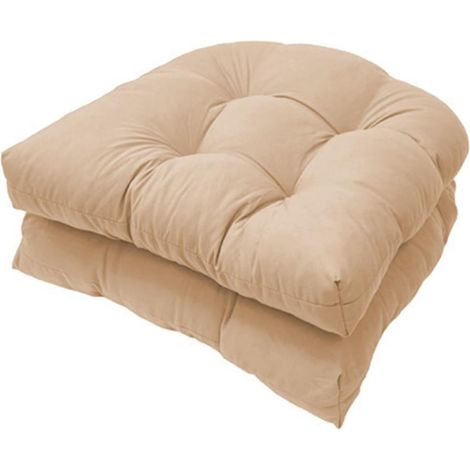 Ensemble de 2 coussins, dimensions 48 × 48 cm, coussins d'assise confortables, coussins de dossier en forme de U, coussins pour canapé en osier, adaptés aux chaises en osier, aux meubles de patio et a (1/5)