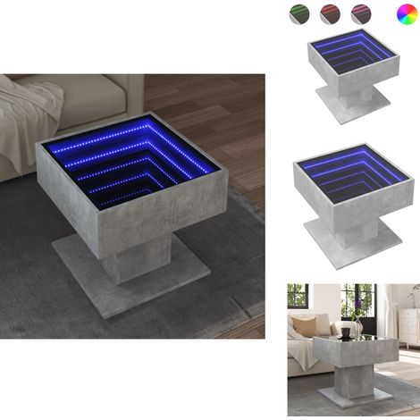 Table basse avec LED gris béton 50x50x45 cm bois d'ingénierie - Table Basse - Tables Basses - Table D'appoint - Bout De Canapé (1/5)