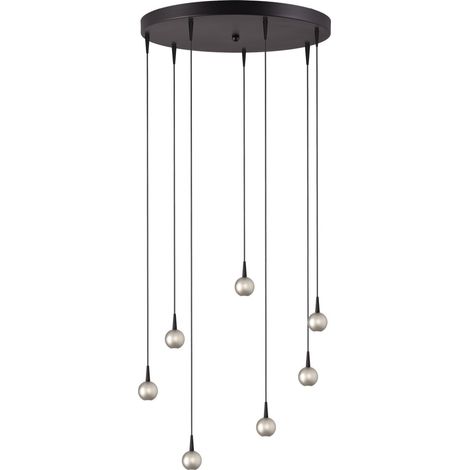 Lampe suspendue à 7 lampes Talana noir avec nickel Ø 50cm DTW - 2412-05-37-50-7 (1/3)
