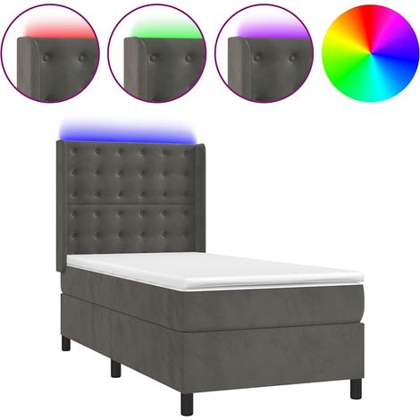 Maison Exclusive - Cama box spring colchón y LED terciopelo gris (1/5)