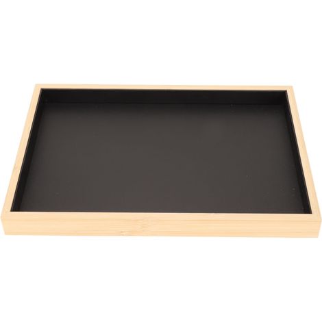 Plateau à bijoux plat empilable, organiseur noir pour boucles d'oreilles, colliers, bracelets, broches, épingles et montres, présentoir de rangement (1/5)