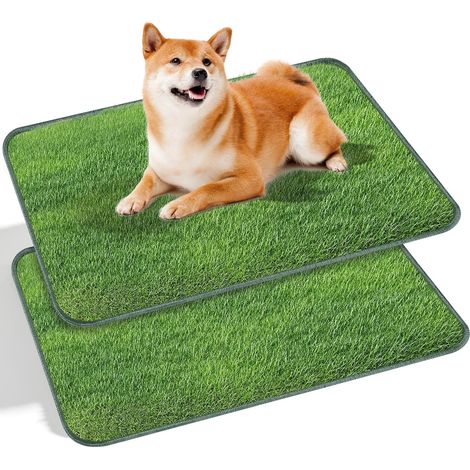 2 Pièces Tapis Gazon Artificiel pour Chien, Litiere pour Chiens, Toilettes Chiots Réutilisables, Tapis Pipi Lavable, Toilette Animaux Compagnie pour Appartement, Balcon, Maison, Intérieur (58.5x46cm) (1/5)