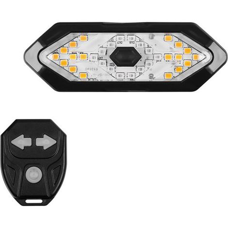 Feu arrière de vélo avec clignotants, étanche, rechargeable par USB, LED, pour une sécurité optimale lors des sorties nocturnes. Télécommande incluse.