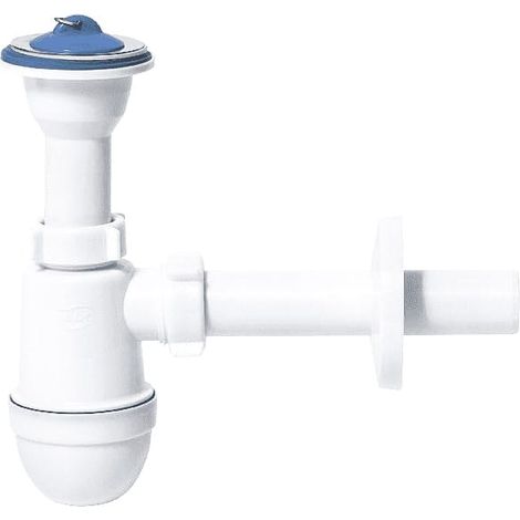 Sifón para lavabo con colador metálico de 32 mm, color blanco.