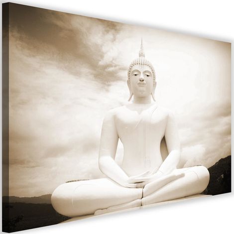 Tableau sur toile Bouddha blanc Spa 60x40 (1/5)