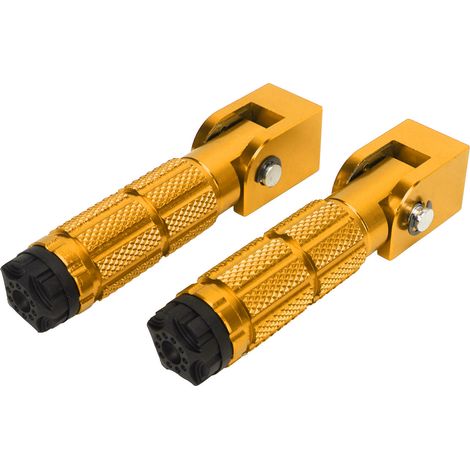Lot de 2 repose-pieds pliables pour moto, M8, antidérapants, en alliage d'aluminium, universels pour motos, quads, SSV et karts, couleur or. (1/5)