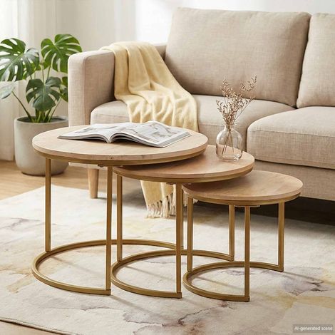 vidaXL Tables basses gigognes 3 pcs Bois de mangue massif et acier