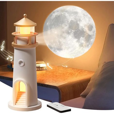 Lampe Personnalisée Décoration de Phare Veilleuse à Projection de Lumière de Lune Veilleuse LED Phare avec jardin terrasse extérieur (1/5)