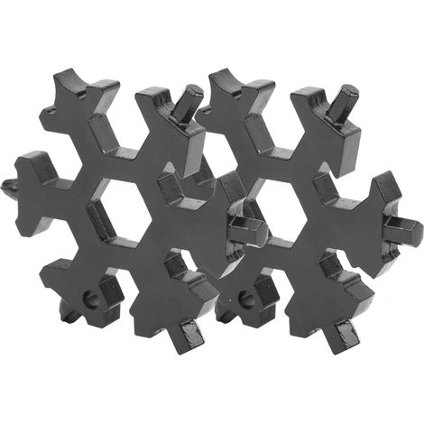 Lot de 2 tournevis cruciformes plats en forme de flocon de neige 19 en 1, outil clé flocon de neige, noir (1/5)