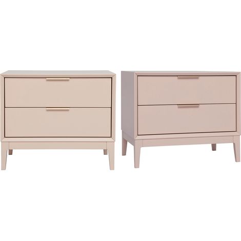 Comodini rosa e metallo dorato con cassetti (set di 2) GIANA