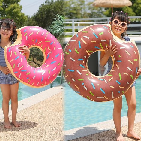 Anneau De Natation Gonflable Enfants Piscine Anneau Flottant Donuts Convient Aux Sports Nautiques De Natation En Plein Air 1 Pièce, Donuts Gris (1/2)