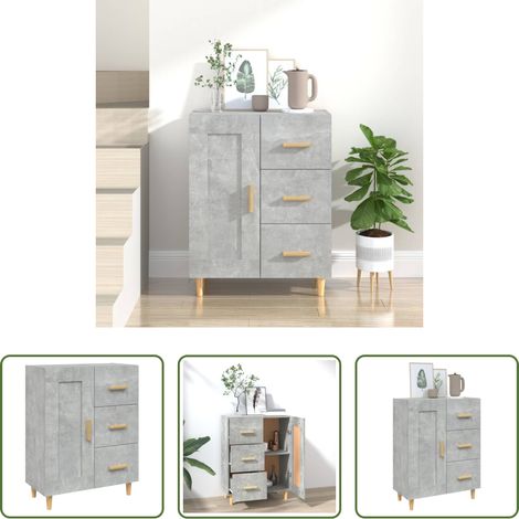 vidaXL Wohnzimmerbeistelltisch -  Sideboard Betongrau 69,5x34x90 cm Holzwerkstoff (1/5)