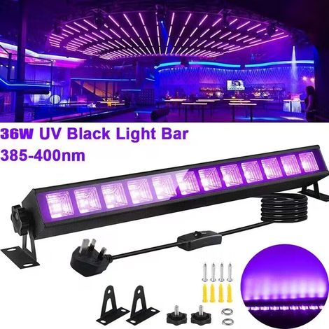 FLITI 36W 40LED UV LED Black Light Strip with 120° Wide Beam for Disco Parties and Fluorescent Decoration (1/5)