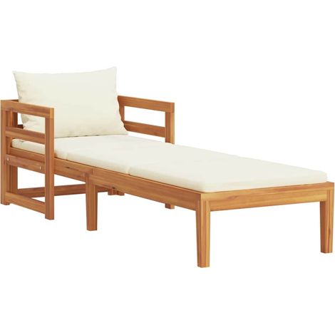 Maison Exclusive - Sonnenliege mit Cremeweißen Kissen Massivholz