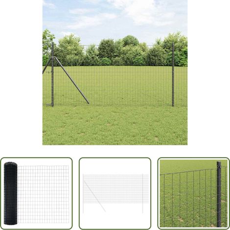 vidaXL Terrassenzaun - Eurozaun Grau 1 x 25 m PVC-beschichtetes Eisen (1/5)