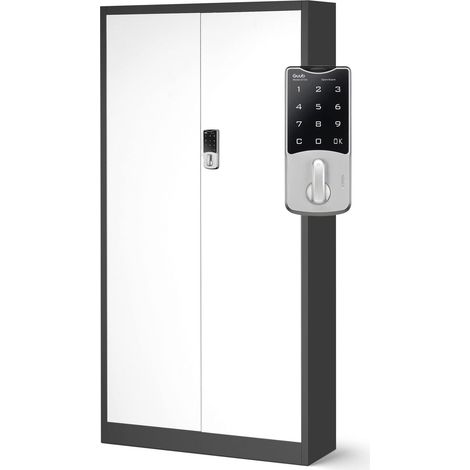 Jan Nowak Armadio da Ufficio C003 Archivio per Officina Con serratura a Combinazione in Metallo Verniciato a polvere Chiudibile 185 cm x 90 cm x 40 cm (Antracite-Bianco) (1/5)