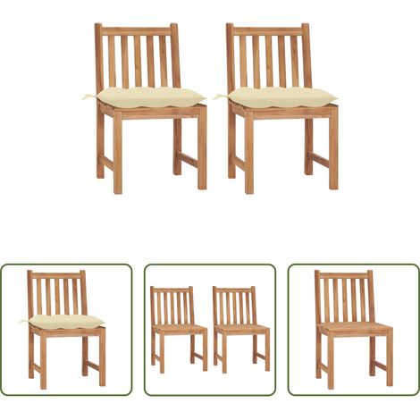 Chaise de jardin teck - Chaises de jardin lot de 2 avec coussins Bois de teck massif (1/5)