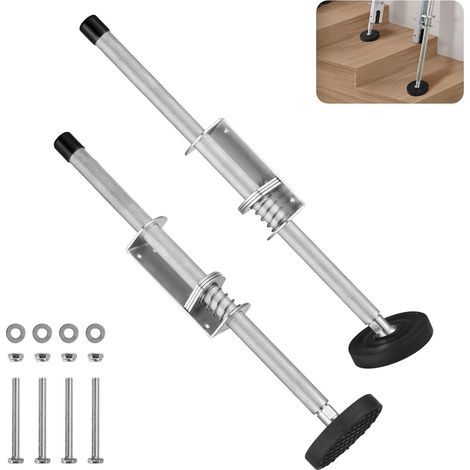 Elevateur d'échelle, 20 pouces en acier 550lbs outil de nivellage d'échelle de charge, stabilisateur d'échelle d'escalier avec stockage, accessoires d'échelle d'extension pour le sol irrégulier (1/5)