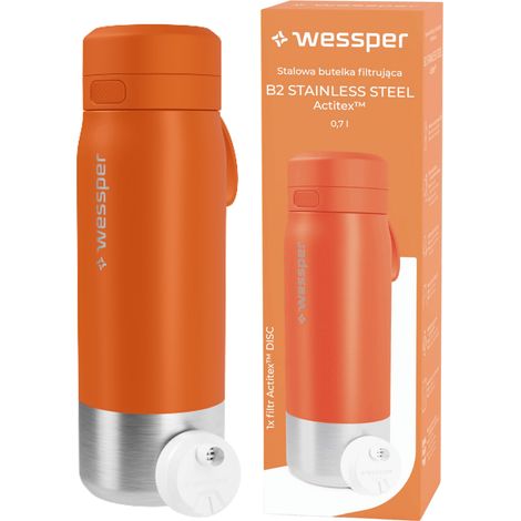 Wessper Edelstahlflasche mit Filter WES276-700-OR Orange 700 ml (1/5)
