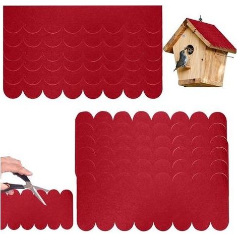 Lot de 20 Bardeaux de Toiture Auto-adhésifs en Feutre Bitumé pour Nichoir Oiseaux Exterieur, Abri de Jardin, Accessoires Imperméable et Résistante Aux Déchirures et Aux Intempéries (rouge) (1/5)