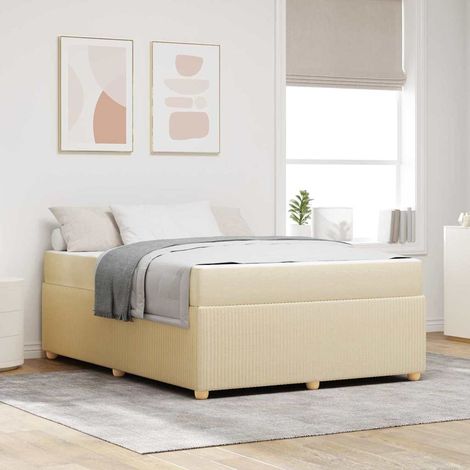 vidaXL Bettrahmen mit Matratze Creme 140 x 200 cm Stoff (1/5)