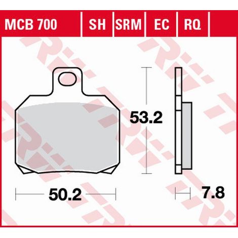 Pastillas de freno TRW ZF KH266 ECO ORGANIC para DERBI GPR 50 '03-'16, SENDA 50 '07-'17, GP1 125 '06-'11, PEUGEOT CITY STAR '10-, SUZUKI UH 125/150 BURGMAN '02-'06, YAMAHA YP 125 MAJESTY '01-'09, YP 1