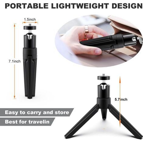 Mini Trépied de Vidéoprojecteur - Trépied pour Mini Projecteur Portable, Support de Projecteur avec Rotule Rotative à 360° en Métal pour Appareil Photo, Mini Projecteur, Webcam/Trépied PTZ (1/4)