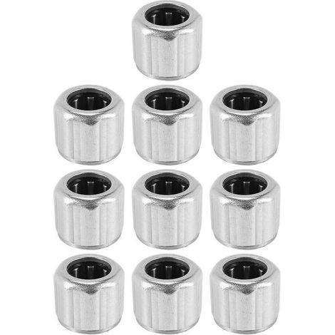 Confezione da 10 cuscinetti a rullini HF081412 con anello esterno ottagonale, progettati per l'uso come rullini unidirezionali. (1/4)