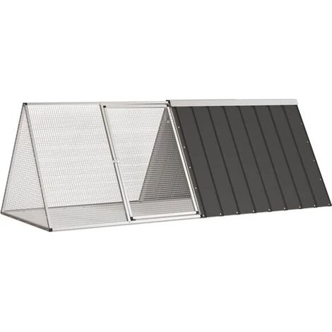 Cage à lapin, couleur anthracite, 201,5 x 80,5 x 71 cm, acier galvanisé.
