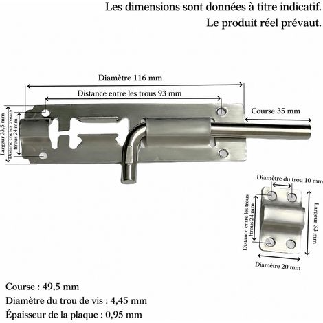 Verrou de porte en acier inoxydable 201 tige 10 mm longueur 12 cm avec vis 10 12 cm 201 5 g – Livraison gratuite