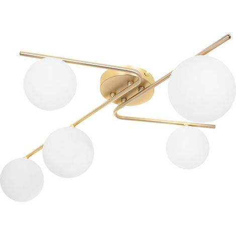 Lampe de toit avec tulipes sphériques ANALU en métal doré INTERLUSA (1/5)