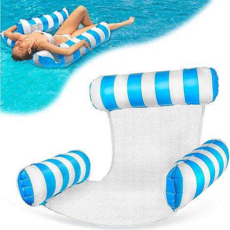 Aufblasbare Wasserhängematte, Poolsitz, Schwimmhängematte, Luftbett, faltbares Schwimmbett, Wasserhängematte, Liegestuhl mit Luftpumpe (1/5)