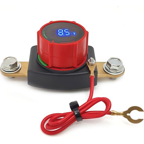 Interruttore di disconnessione batteria con terminale laterale da 12V-48V con display voltmetro a LED, interruttore di interruzione batteria impermeabile da 5-60V CC per veicoli marini (auto, camper,  (1/5)