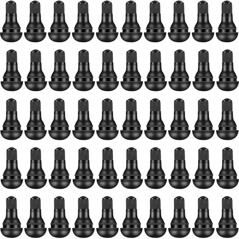 50 pièces Valve de Pneu, Voiture Pneu Tubeless Valve Bouchon TR412, Valves Tubeless pour Pneus de Voiture, TR412 Valves en Caoutchouc de Voiture à Encliqueter, Noir (1/5)