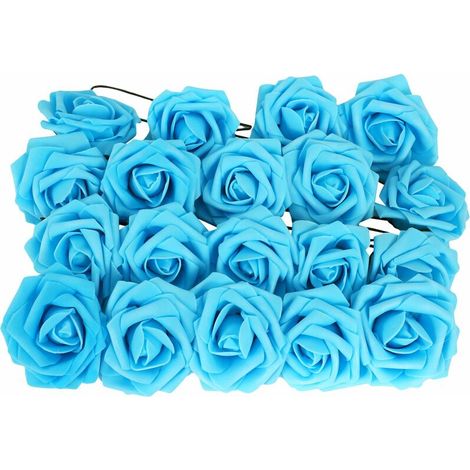 50 fleurs artificielles en mousse pour bouquet de demoiselle d'honneur, décoration de fête (bleu)-AquaForge (1/5)
