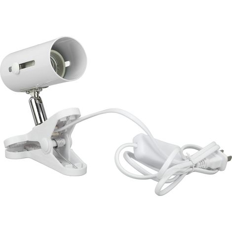 Ortviai Support de Lampe Reptiles avec Pince, Douille Céramique E27, Rotatif 360°, Blanc (1/5)