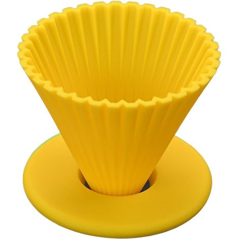 Goutteur à café réutilisable en silicone compatible avec v60 - Facile à nettoyer - Marron - 10,5 cm (jaune) (1/5)