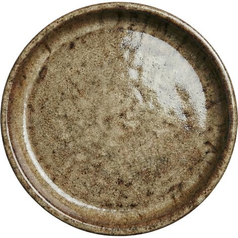 Soucoupe 34cm bronze sablé faite à la main en terre cuite émaillée