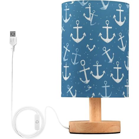 Kcldeci Lampe de chevet avec ancre bleue nautique pour chambre à (1/5)