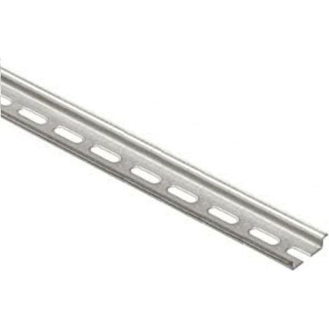 Rail din Oméga perforé 500 mm – Acier galvanisé – Largeur 35 mm – Hauteur 7,5 mm – 18 perforations pour montage rapide